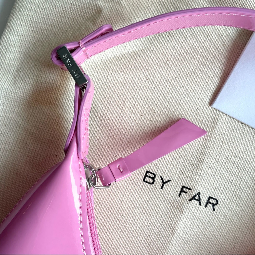 NEW BY FAR Baby Amber Patent Leather Shoulder Bag in Flamingo Pink - Picture 13 of 16